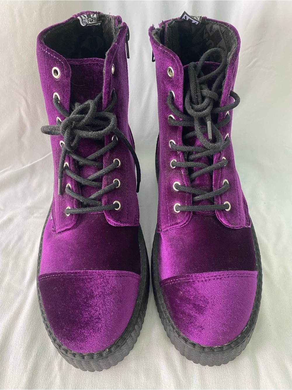 T.U.K. Purple Velvet Playform Boots - Picture 12 of 15